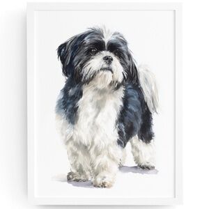 Watercolor Shih Tzu Dog Portrait Wall Art Print Poster Unframed - Pet Artwork